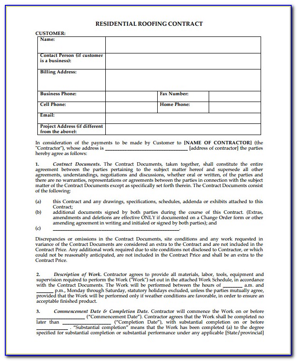 Roofing Contractor Forms