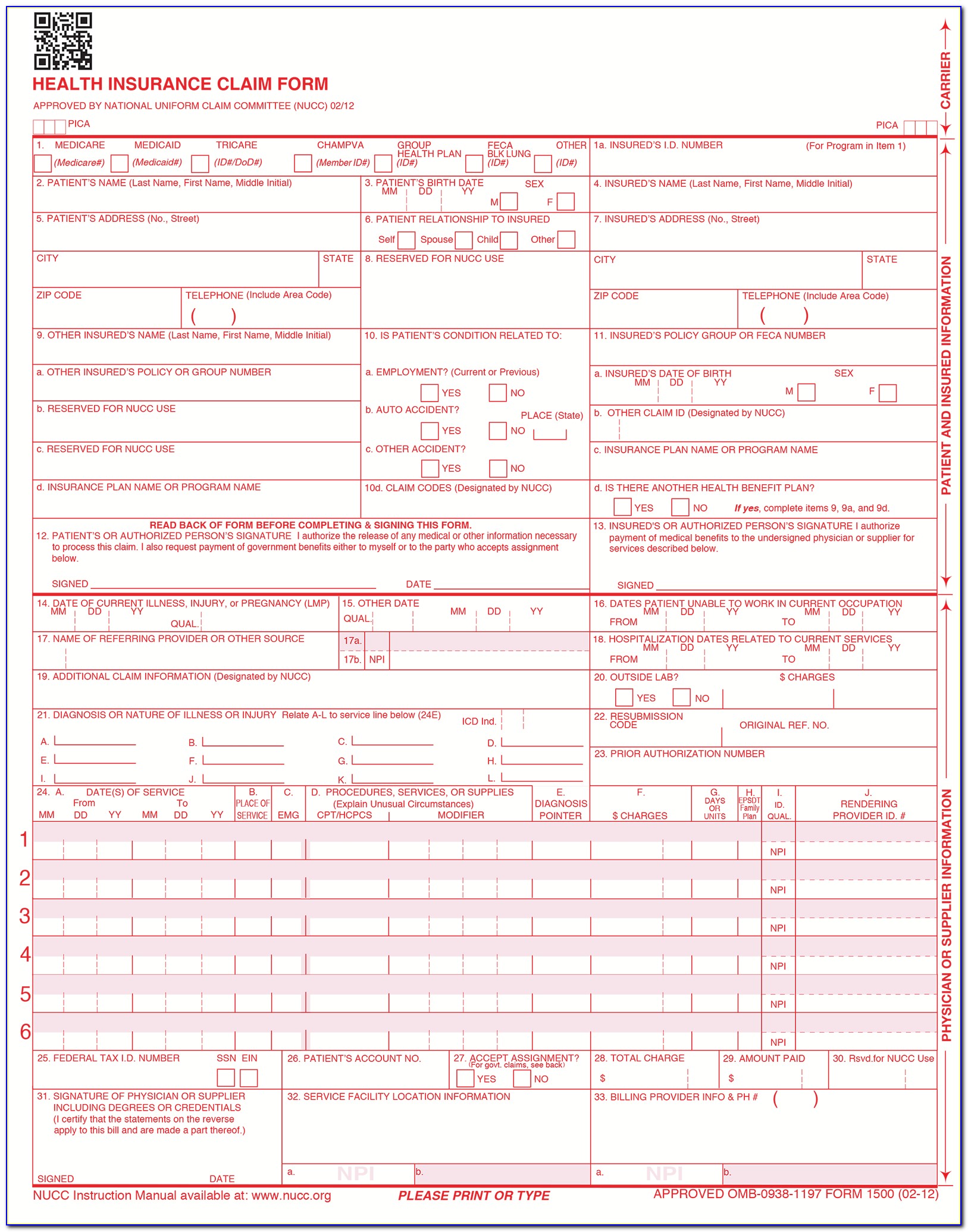 Sample Cms 1500 Form Completed