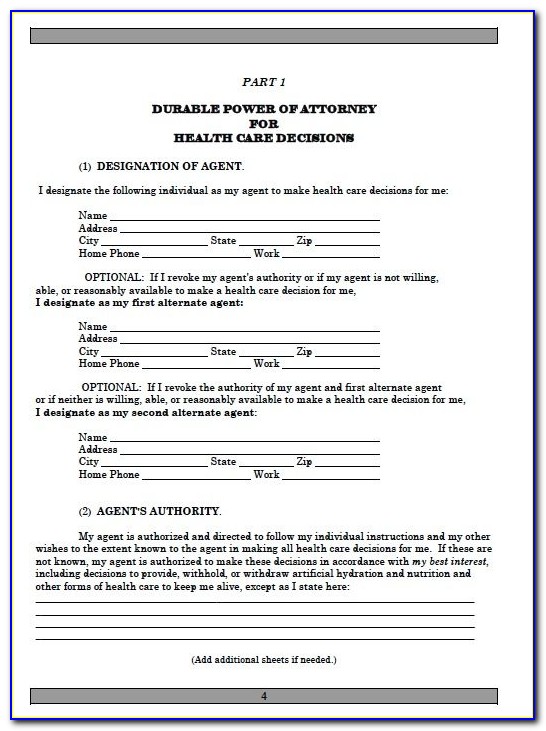 Sample Durable Power Of Attorney Form Florida