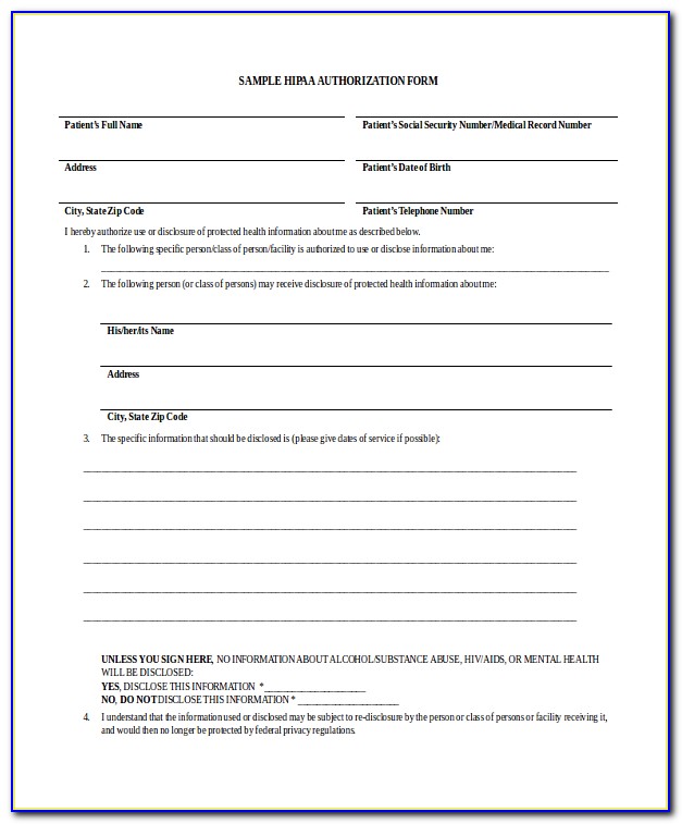 Sample Hipaa Form For Employees