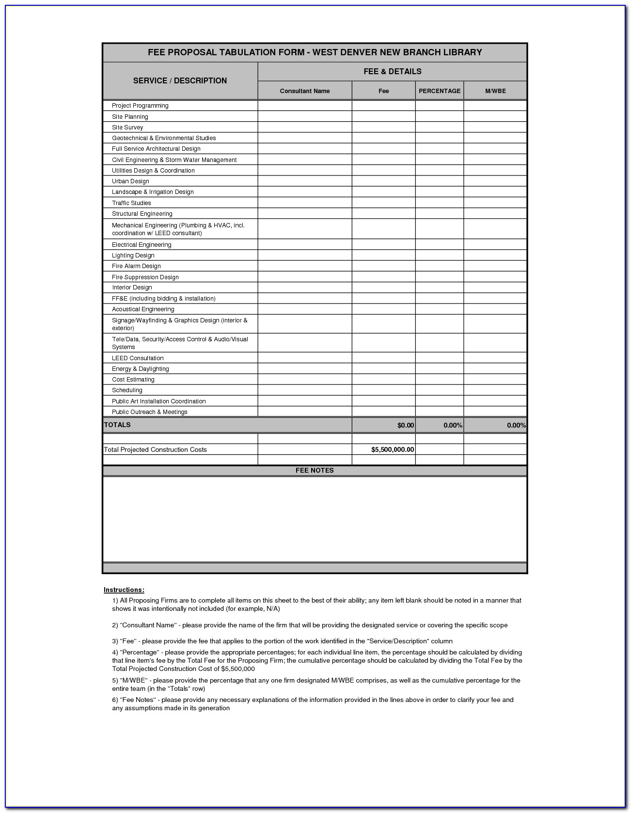 Sample Plumbing Proposal Form