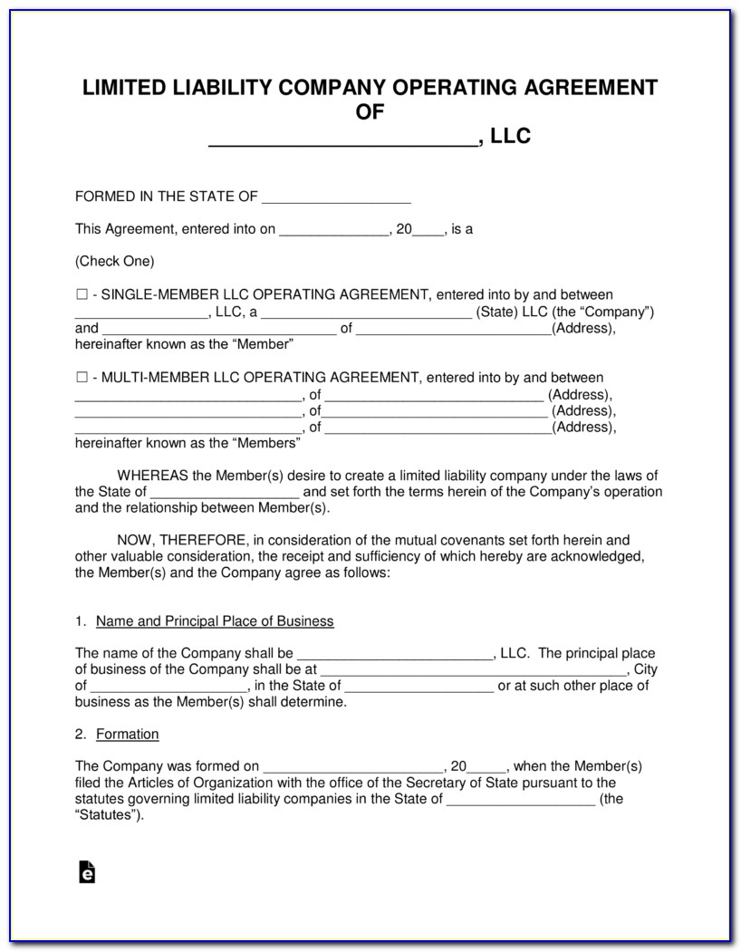Short Form Delaware Llc Operating Agreement