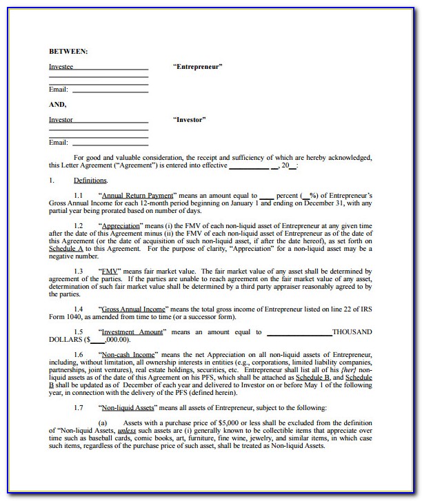 Simple Investment Contract Template