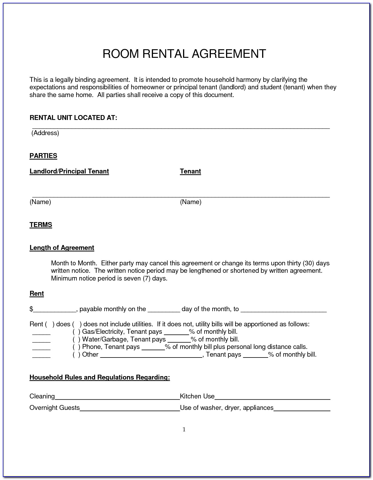 Simple Rent Agreement Format In English