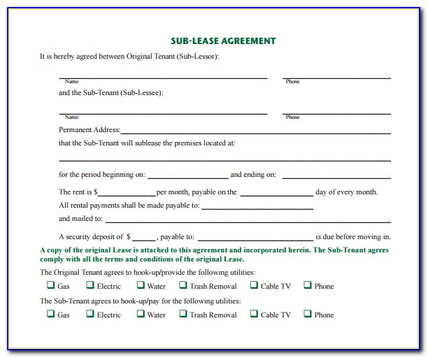 Simple Sublease Agreement Form