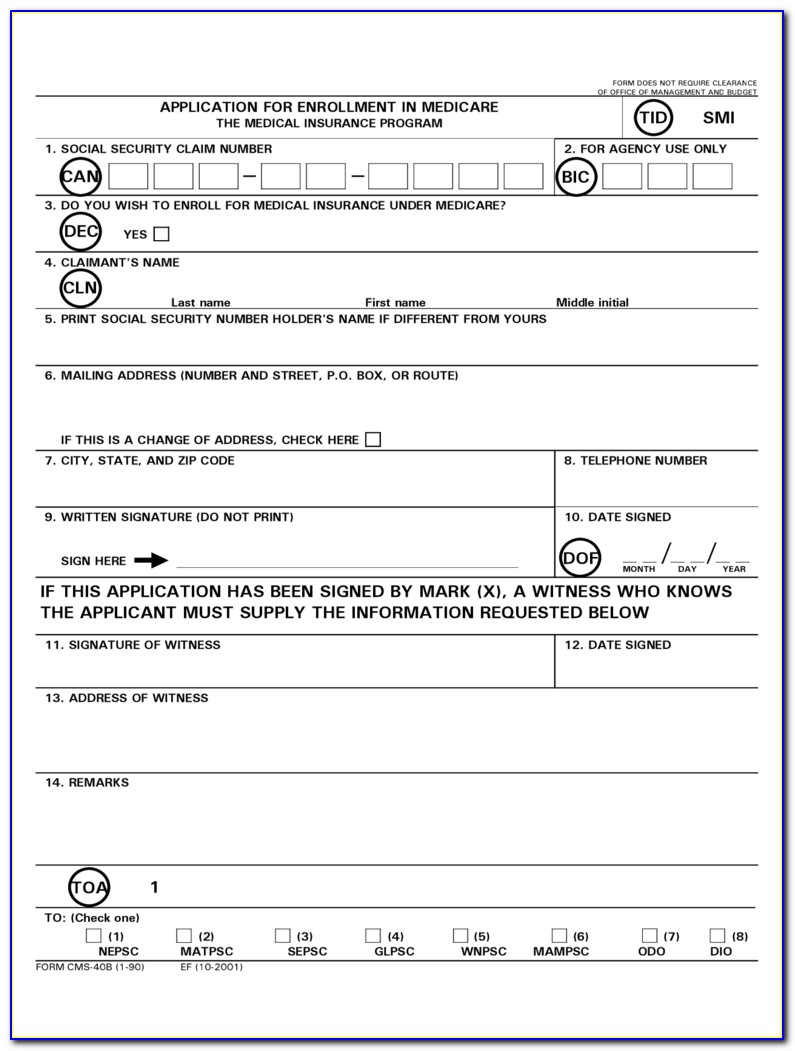 Social Security Medicare Part B Application Form