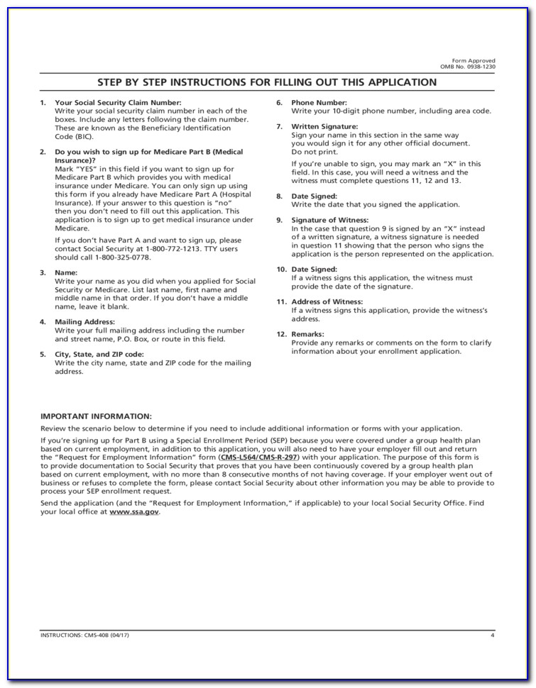 Social Security Medicare Part B Employer Form
