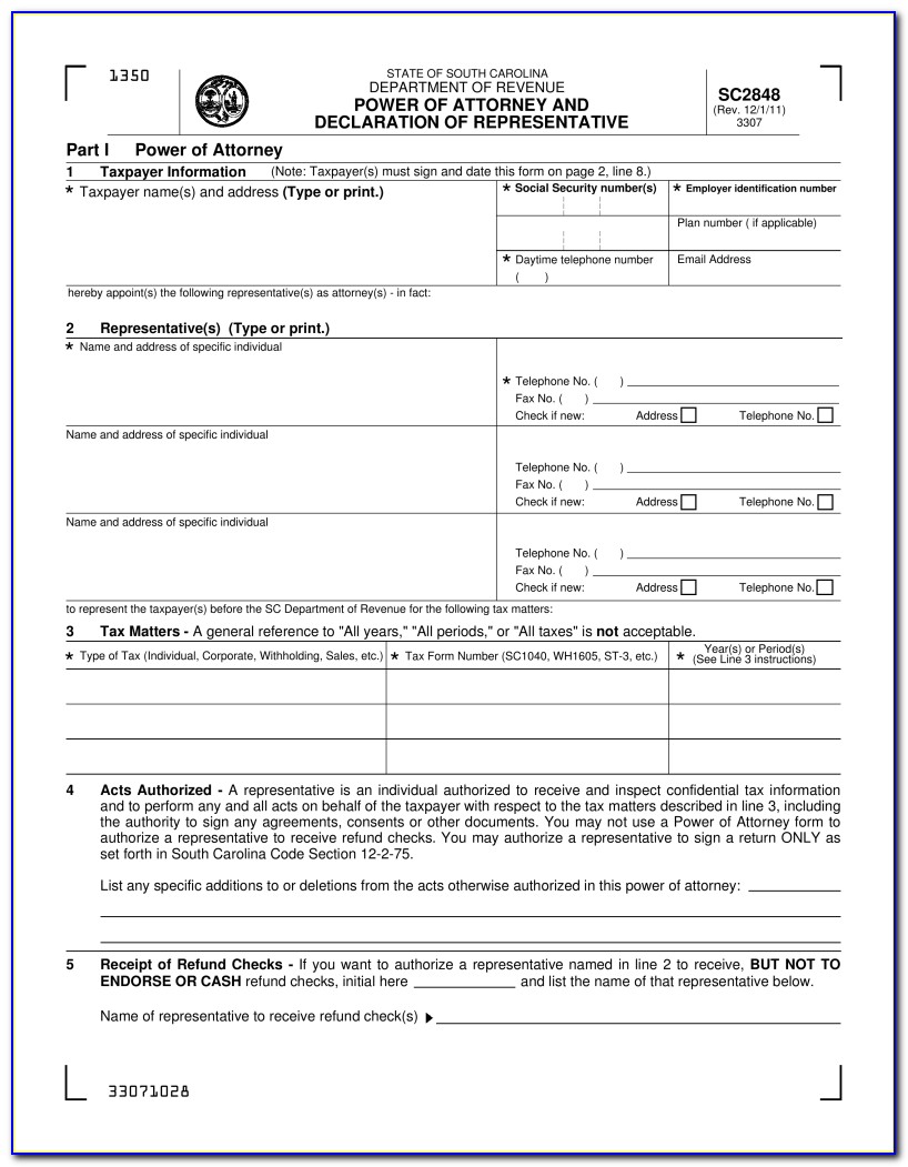 South Carolina Unemployment Power Of Attorney Form