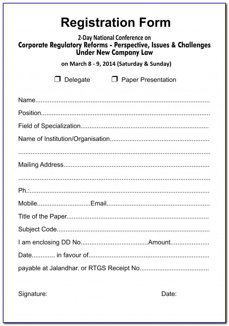 Sports Camp Registration Form Template Word