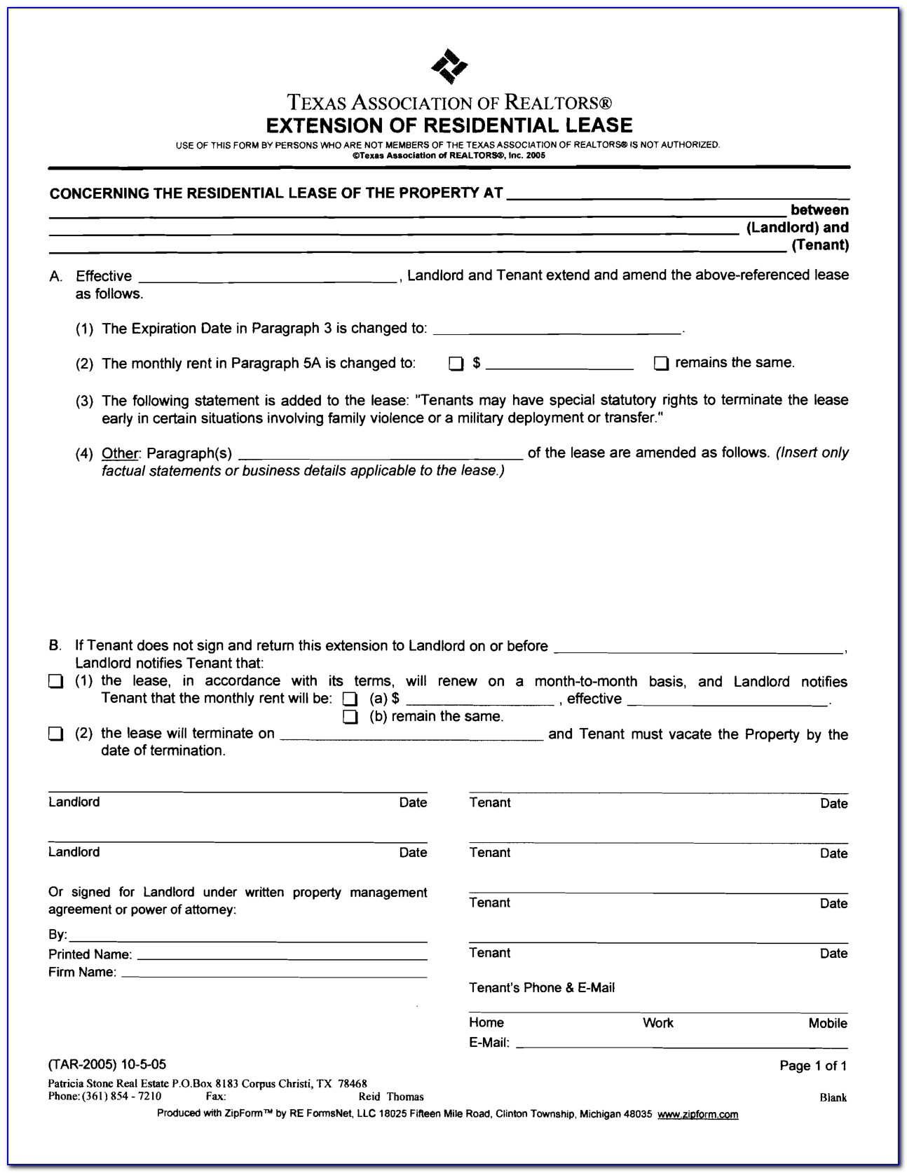 Tar 2101 Commercial Lease Form