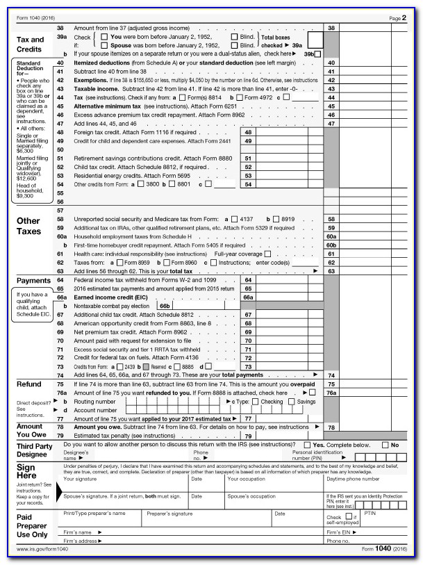Tax Form 1040a Instructions