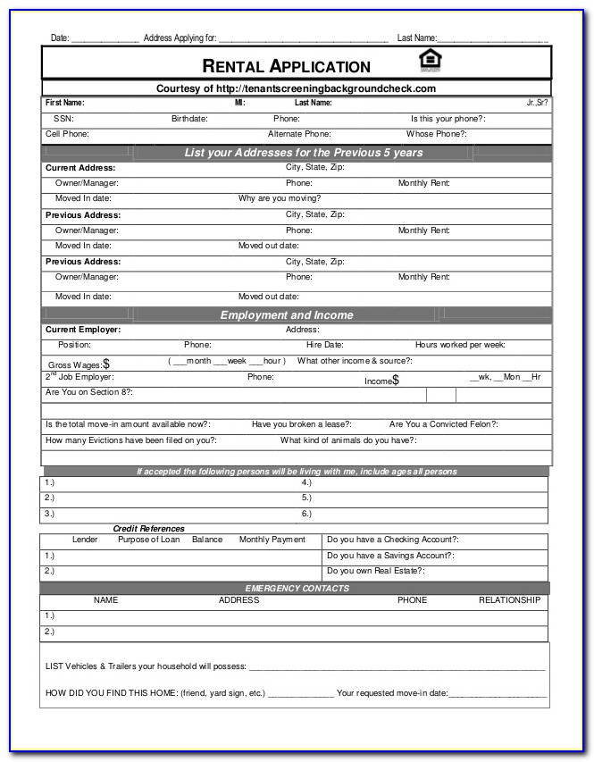 Tenant Background Check Form Template