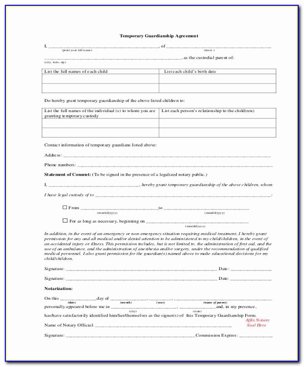 Temporary Guardianship Agreement Form Lovely Legal Guardianship Form Kentucky Minor Child Power Attorney