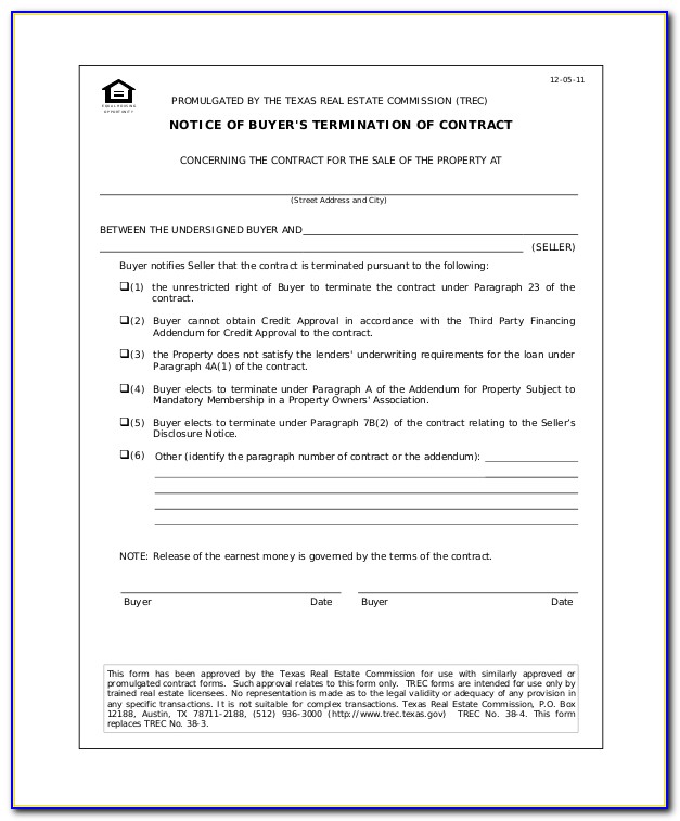 Texas Real Estate Sales Contract Form