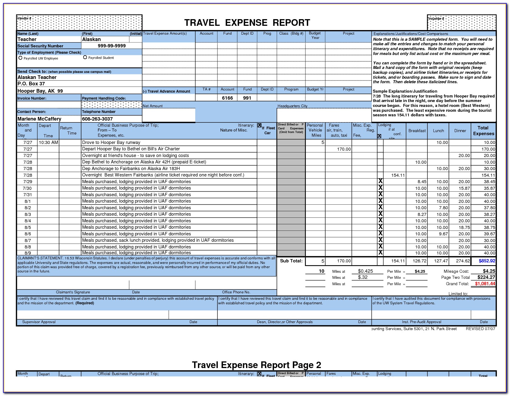 Travel Expenses Form Template