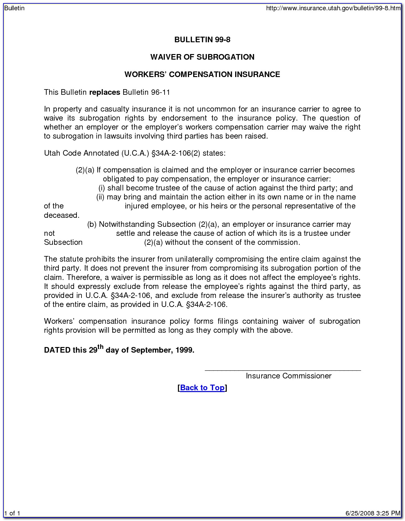 Waiver Of Subrogation Form For Workers Compensation