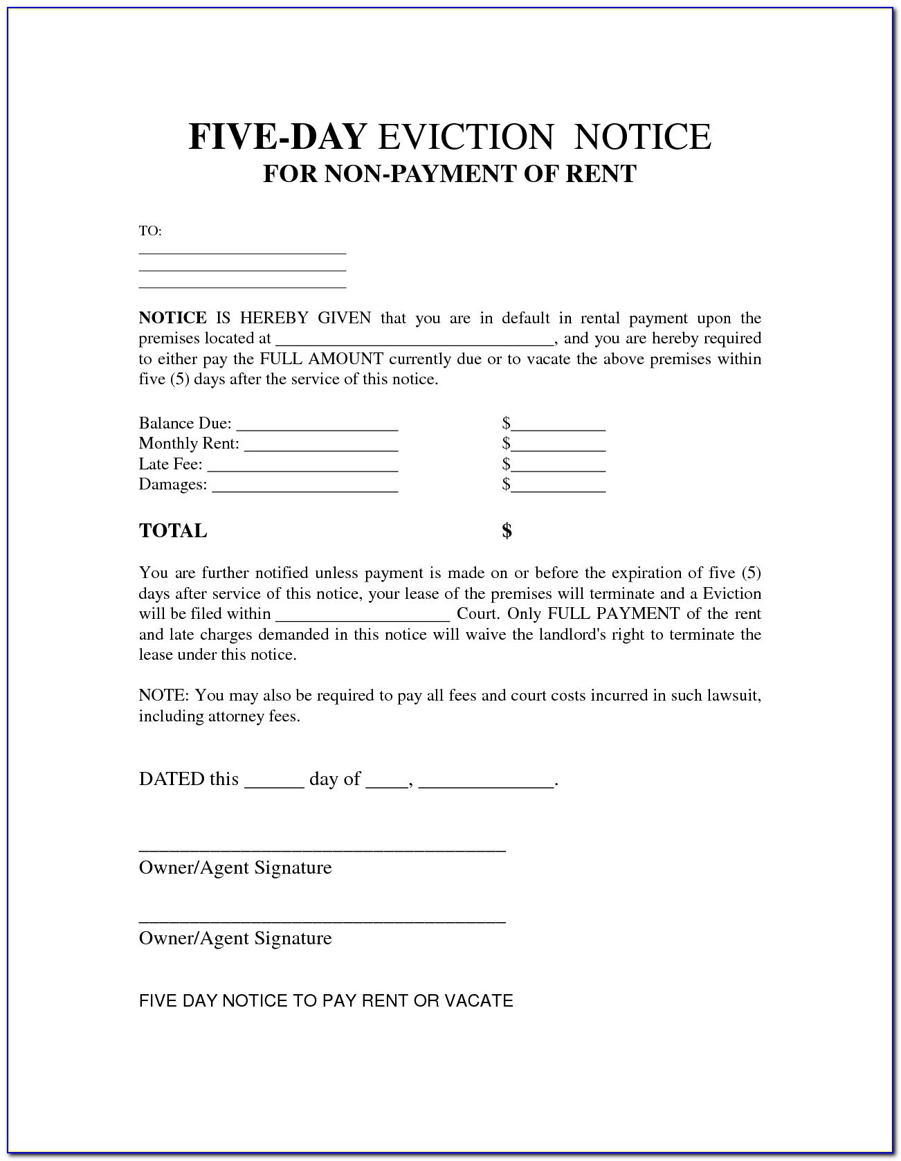 Wisconsin Rental Eviction Notice Forms