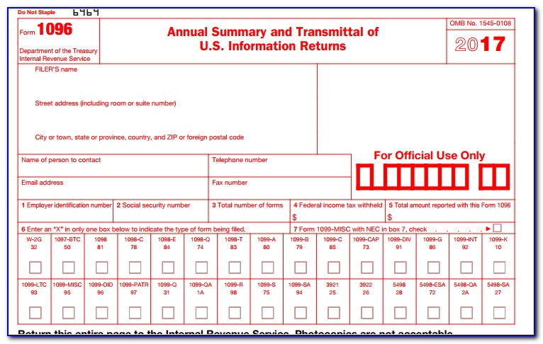 1096 Tax Forms 2017