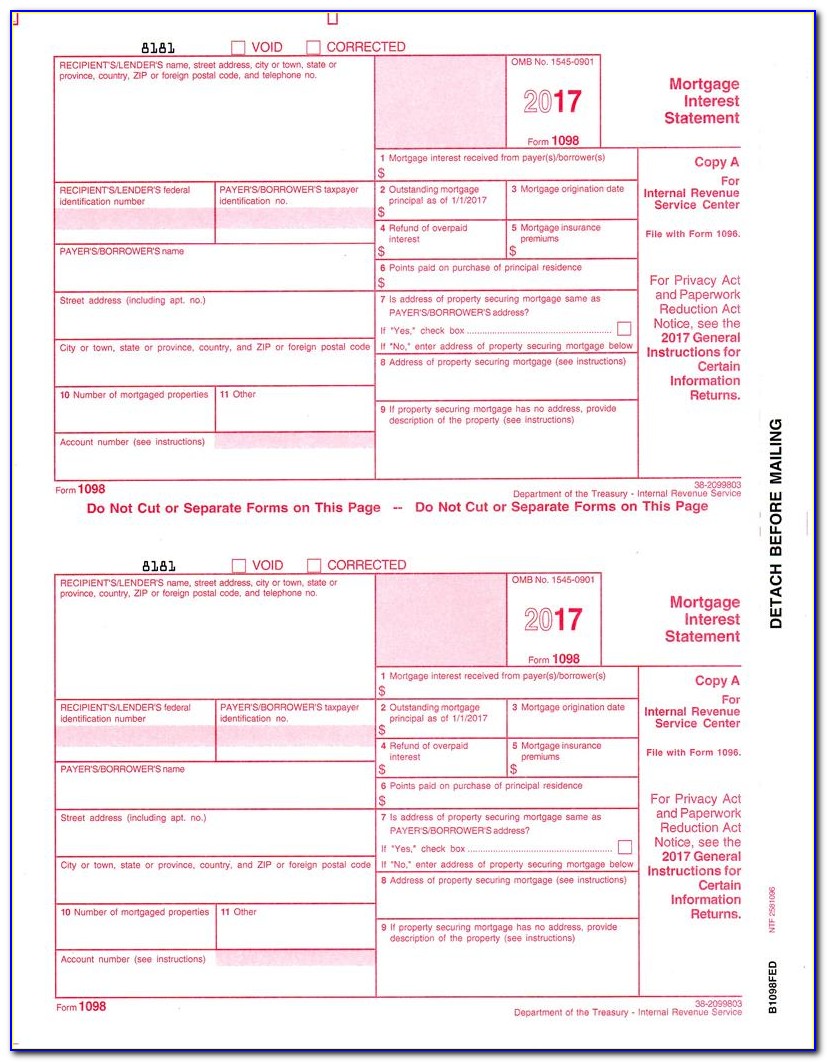 1098 Mortgage Interest Statement Form