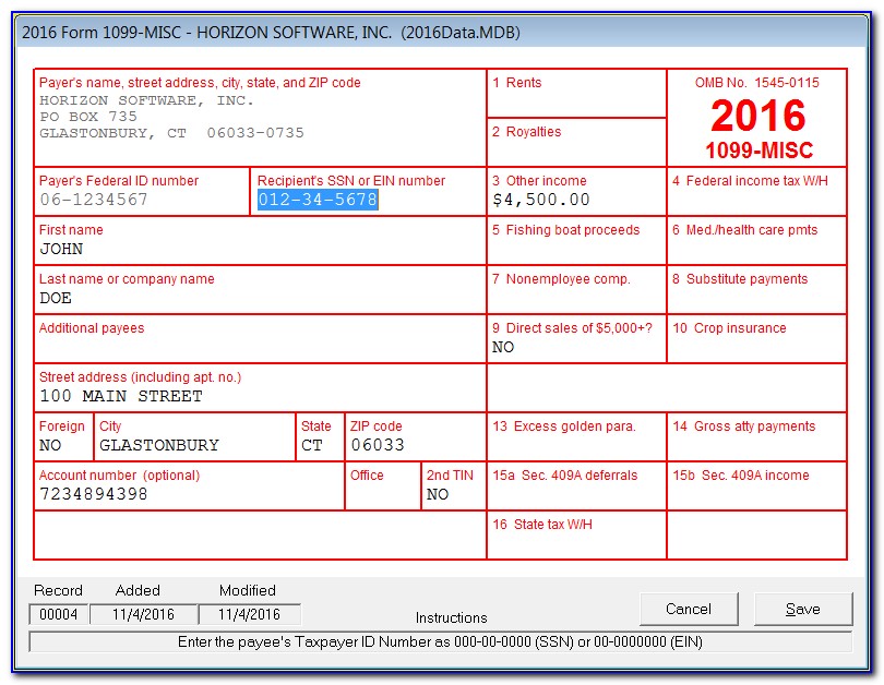 1099 Misc Form Instructions 2016