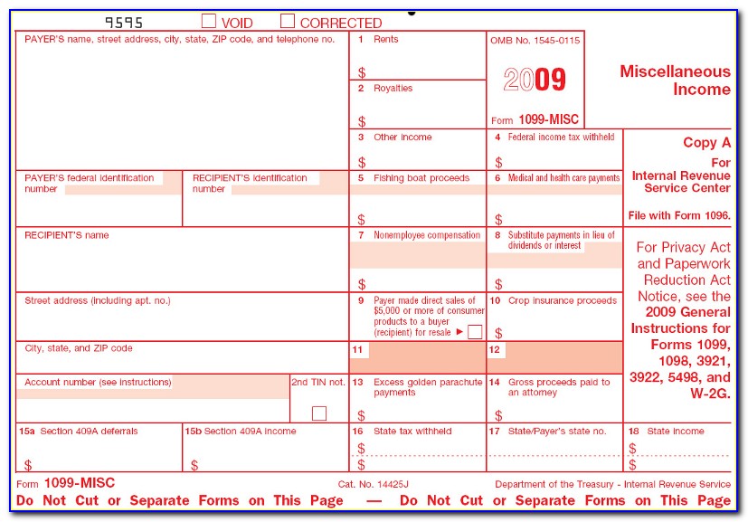 1099 Misc Template For Preprinted Forms