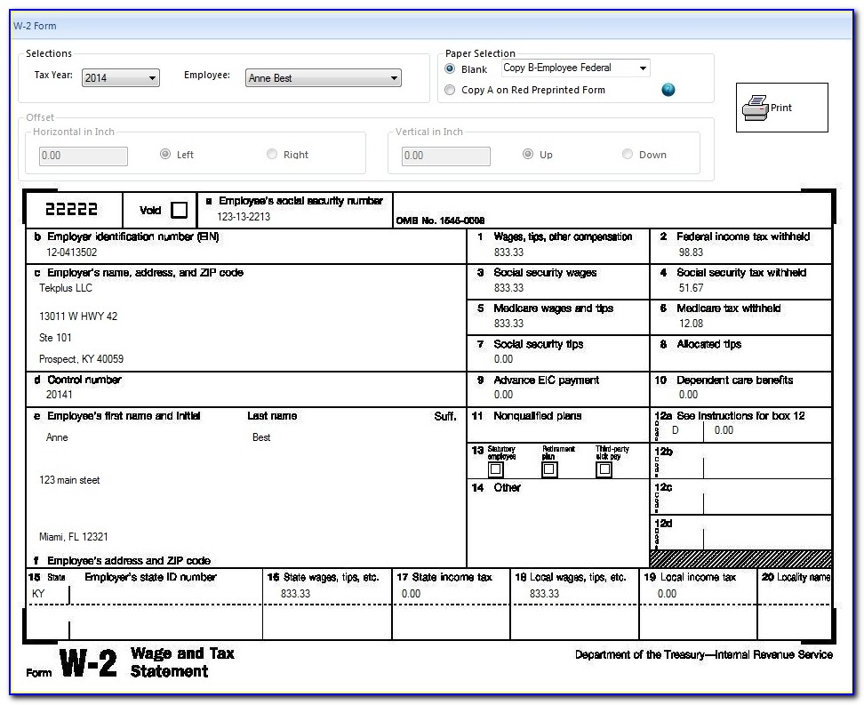 Printable Tax Form. Printable Tax Return Form In Pdf Sample With W2 Form Template