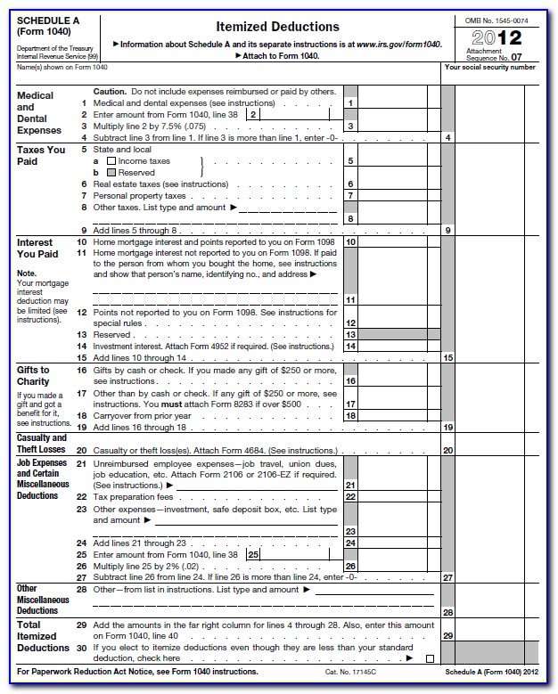 2012 Tax Form 1040a Instructions