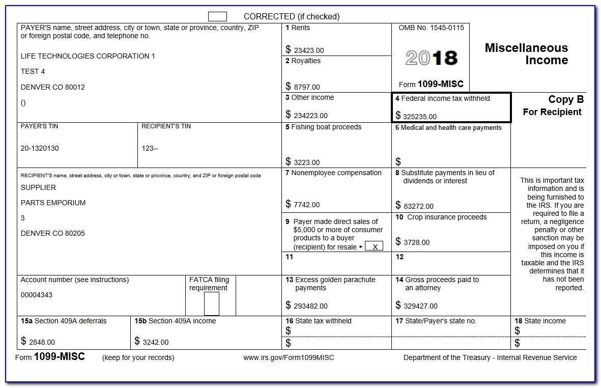 2015 Form 1099 Misc Fillable