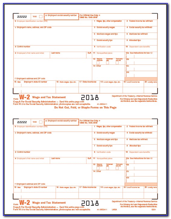 2016 W2 Form Fillable Free