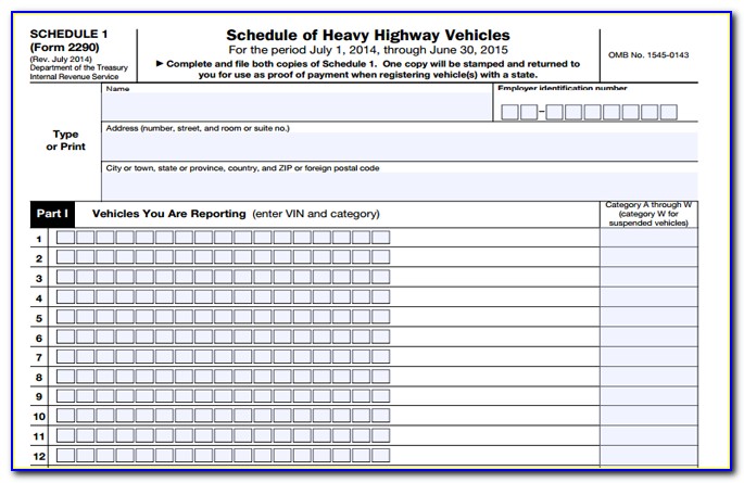 2290 Heavy Highway Tax Forms