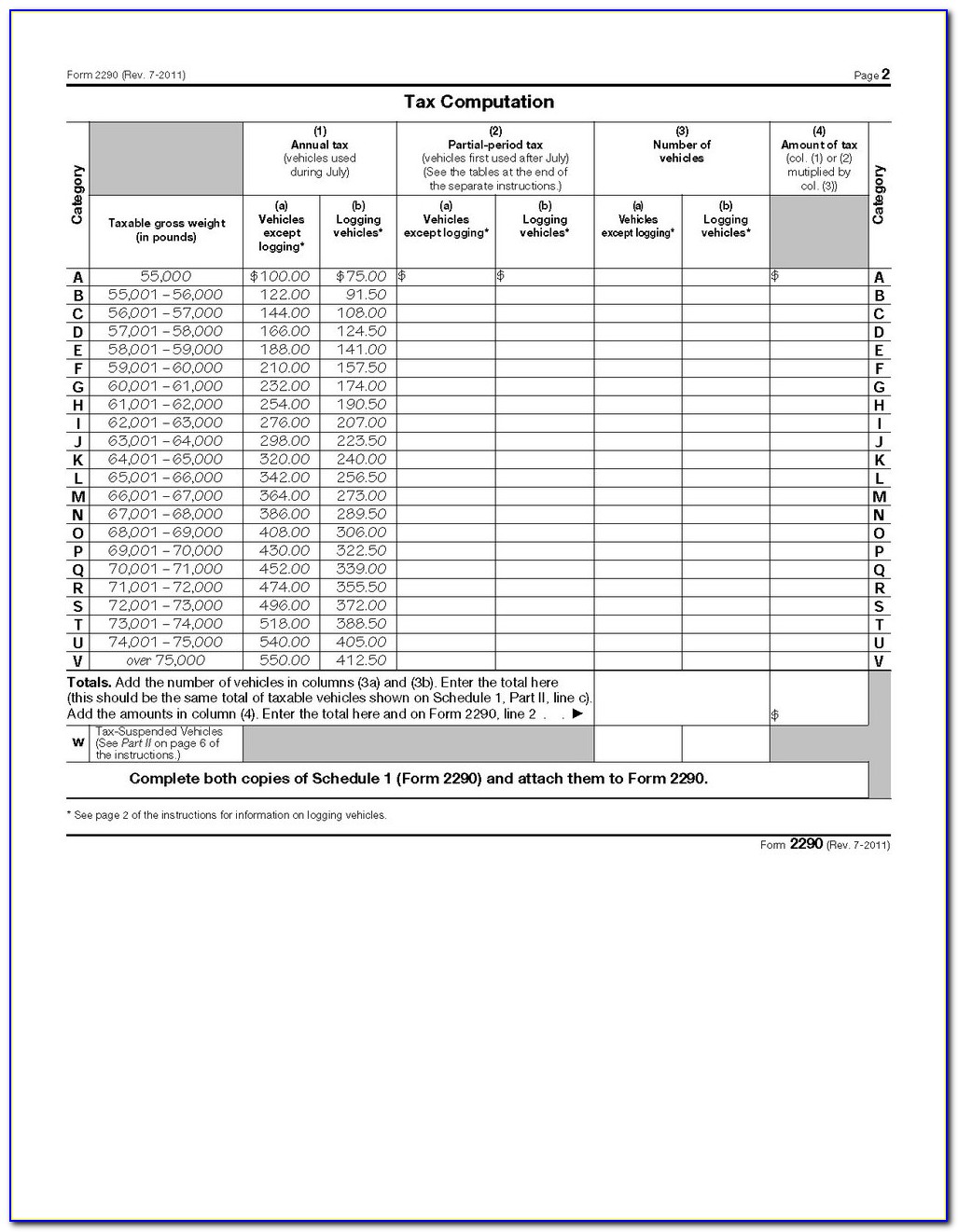 2290 Tax Form Pdf