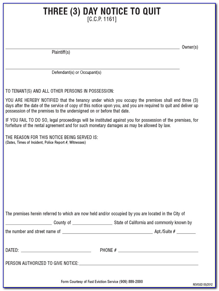 3 Day Pay Or Quit Notice Form Texas