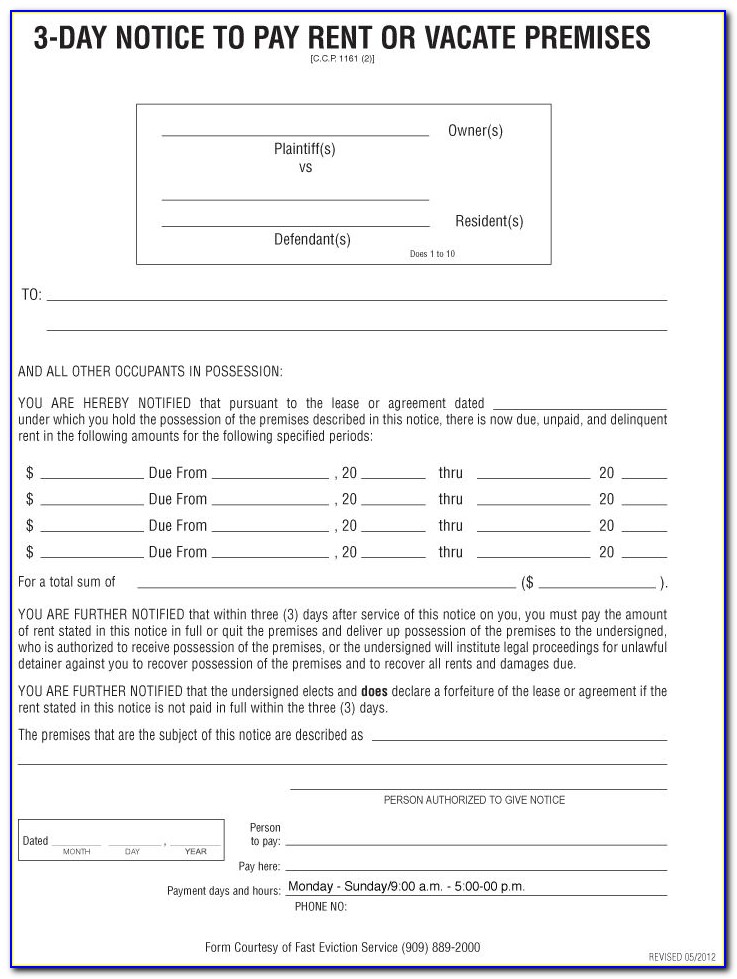 3 Day Vacate Notice Texas Form