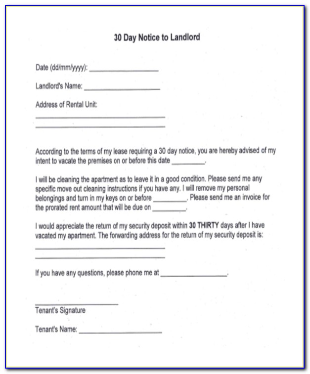 30 Day Eviction Notice Form Pdf
