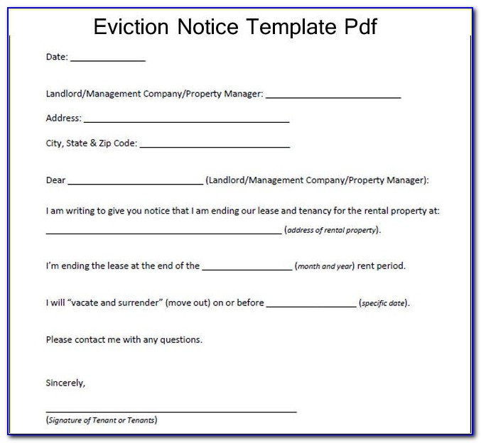 30 Day Notice To Evict Form