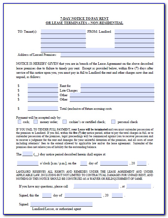 7 Day Eviction Notice Form Michigan