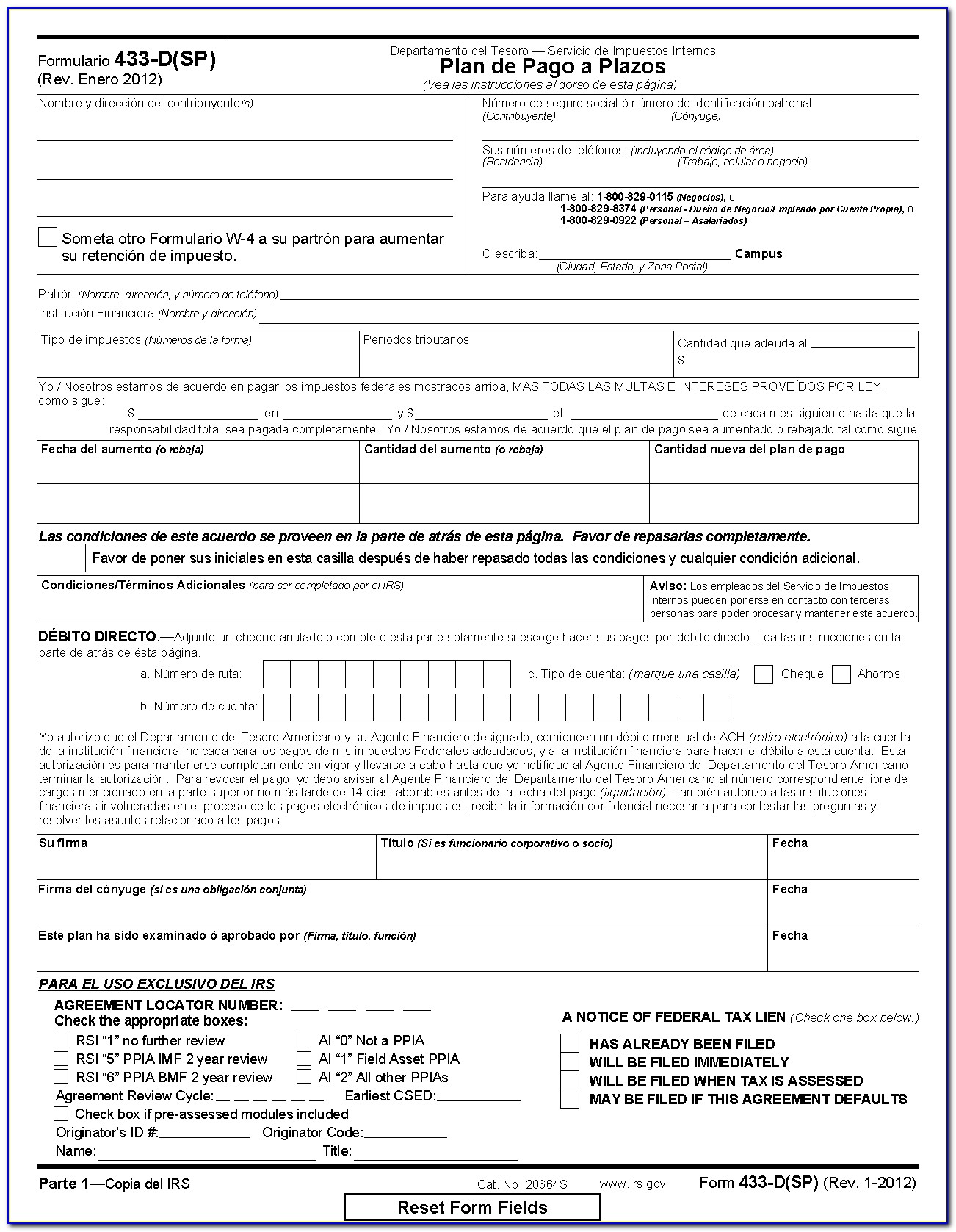Address To Mail Irs Form 433 D