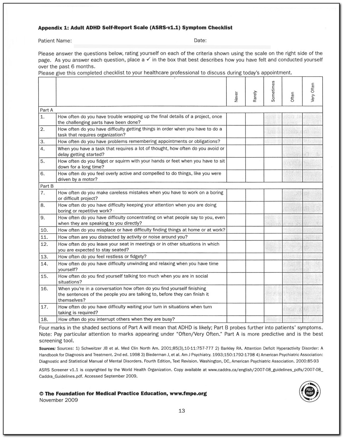 Adhd Evaluation Form For Teachers