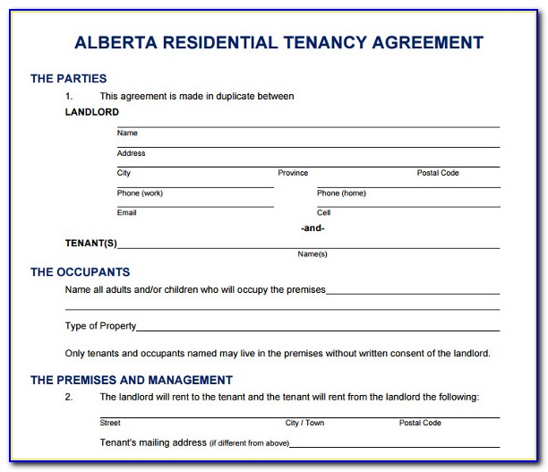 Alberta Government Rental Agreement Forms