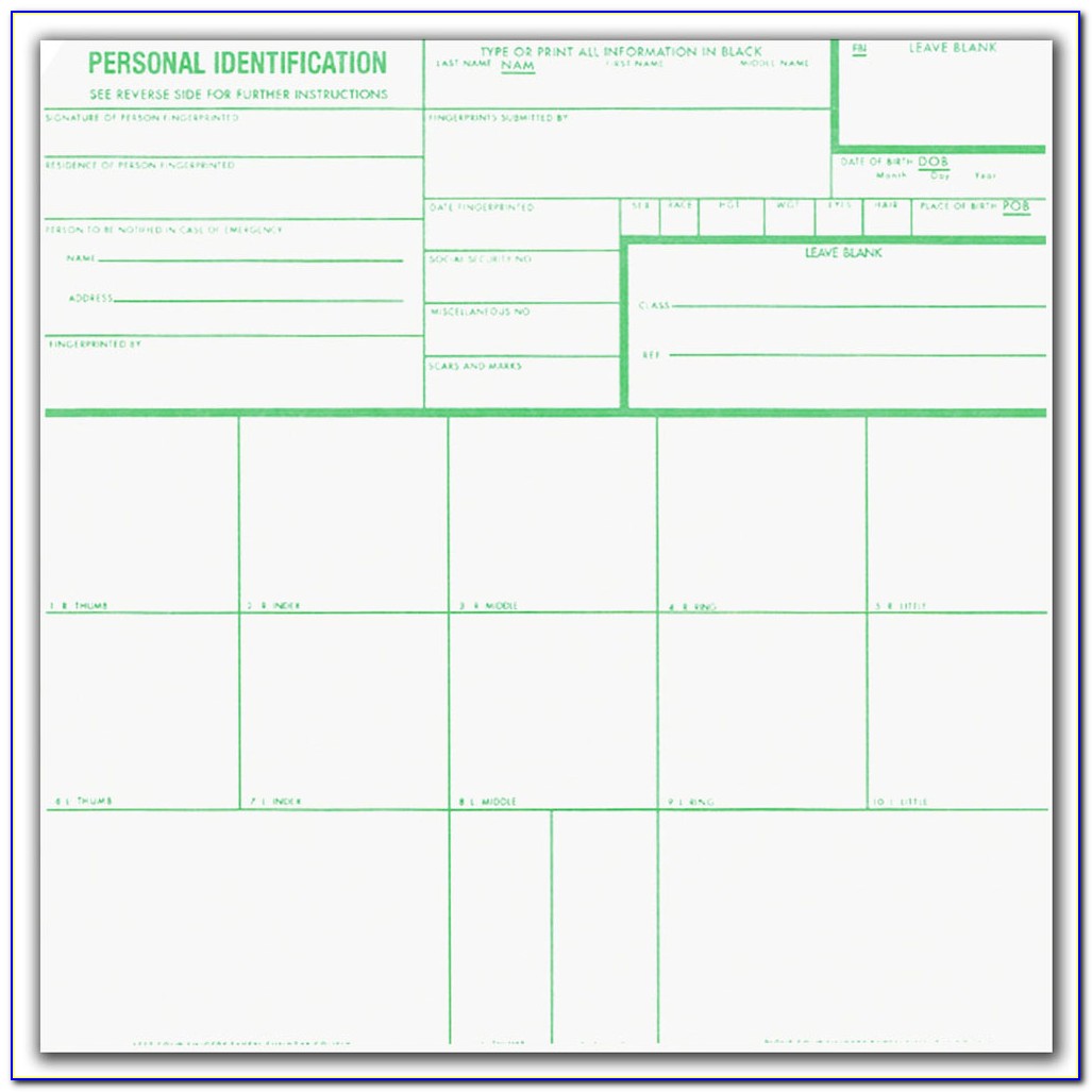 Applicant Fingerprint Card Form Fd 258