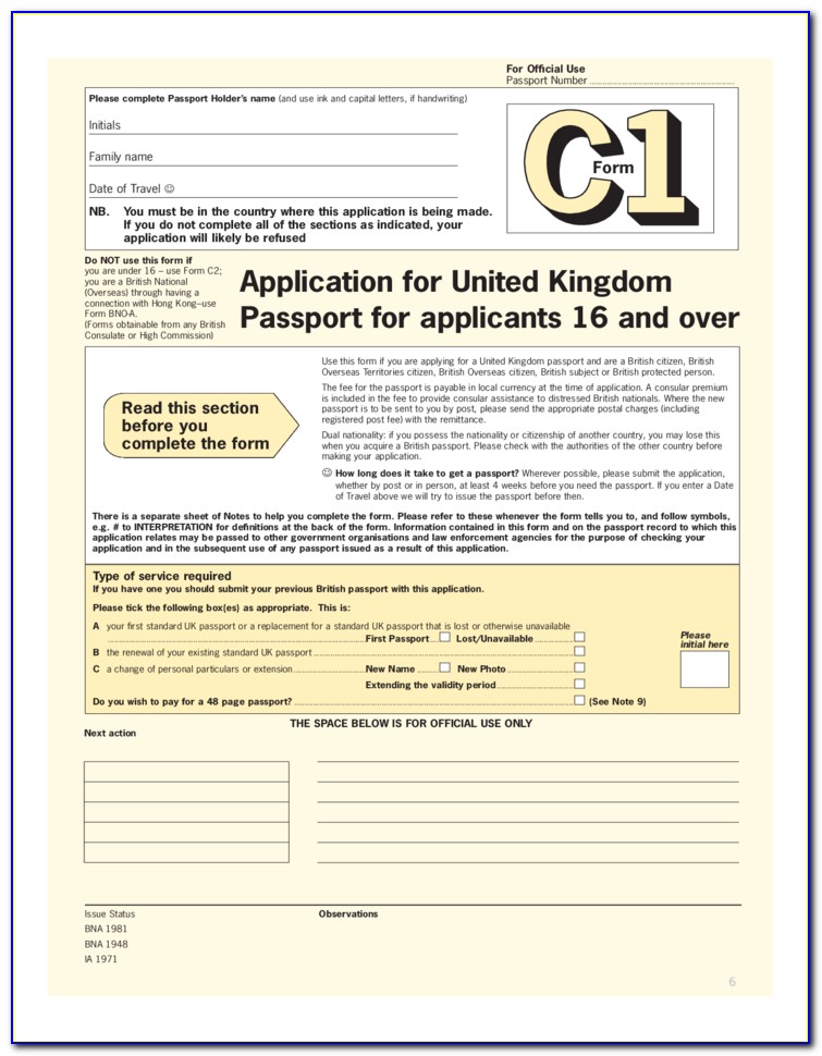 Application Form For Passport Renewal Uk