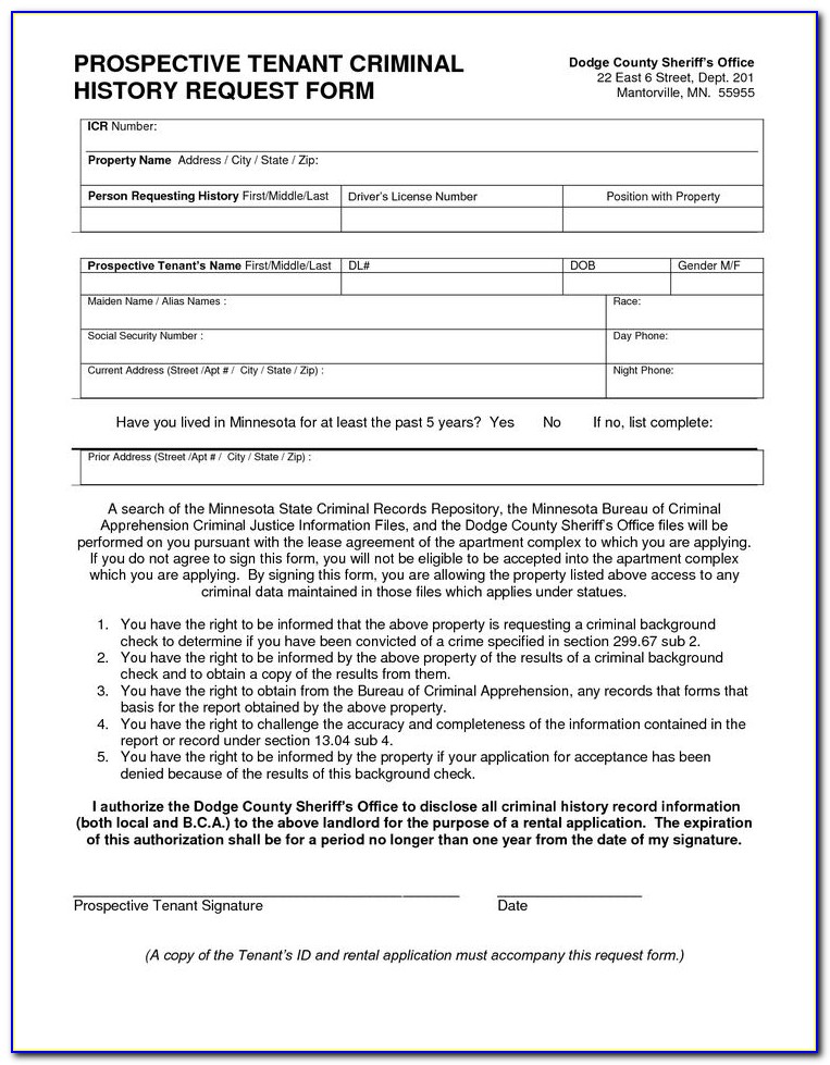 Background Check For Tenants Authorized Form