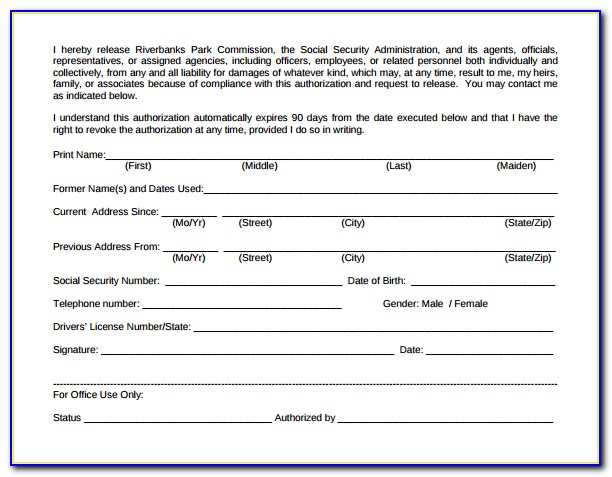 Background Check Release Form Template