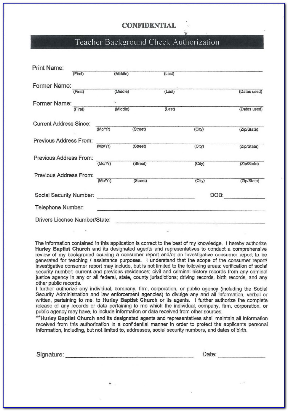 Background Check Waiver Form Template
