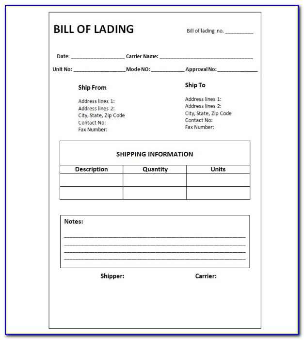 Baltimore Form C Bill Of Lading