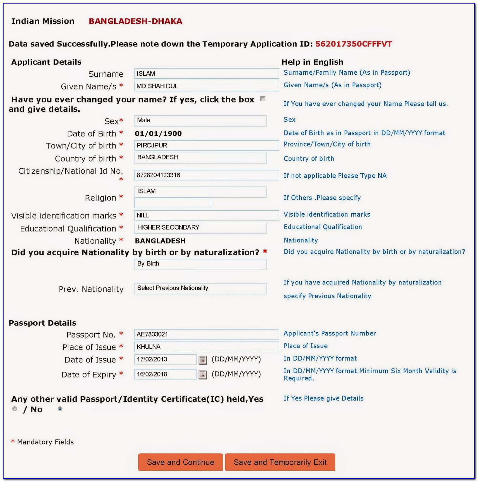 Bangladesh Visa Application Form For Indian Citizen Online