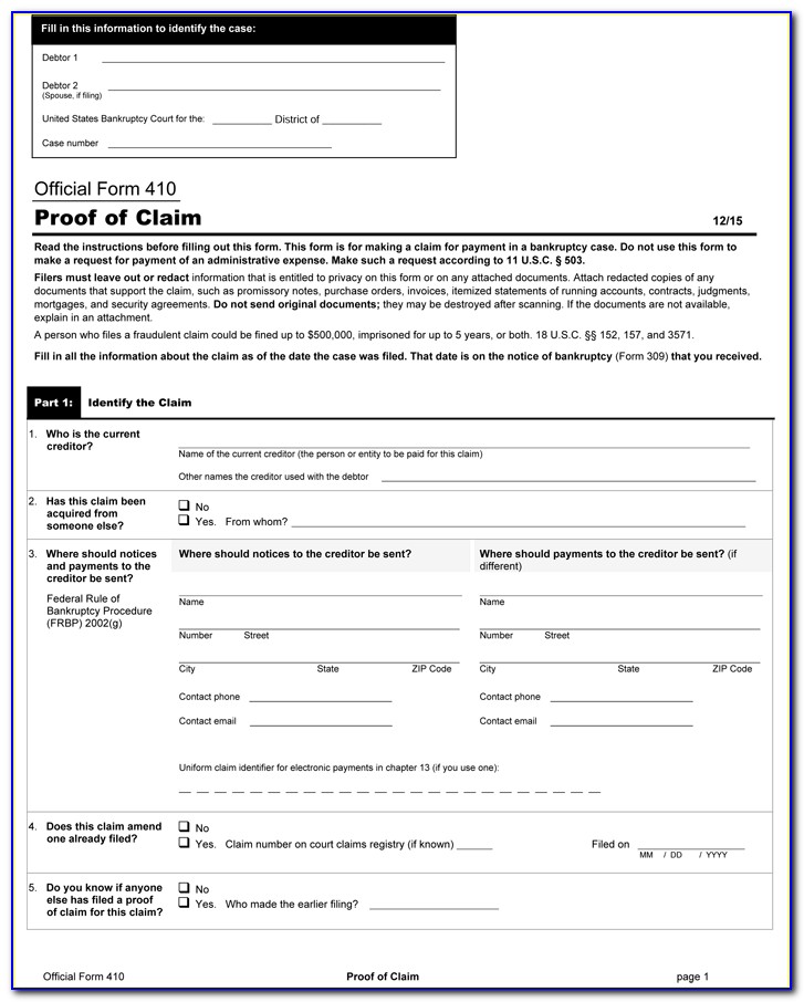 Bankruptcy Petition Form 10