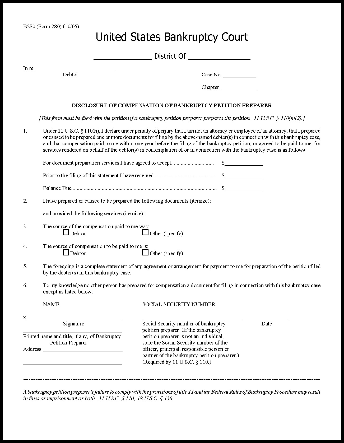 Bankruptcy Petition Form Bank 1