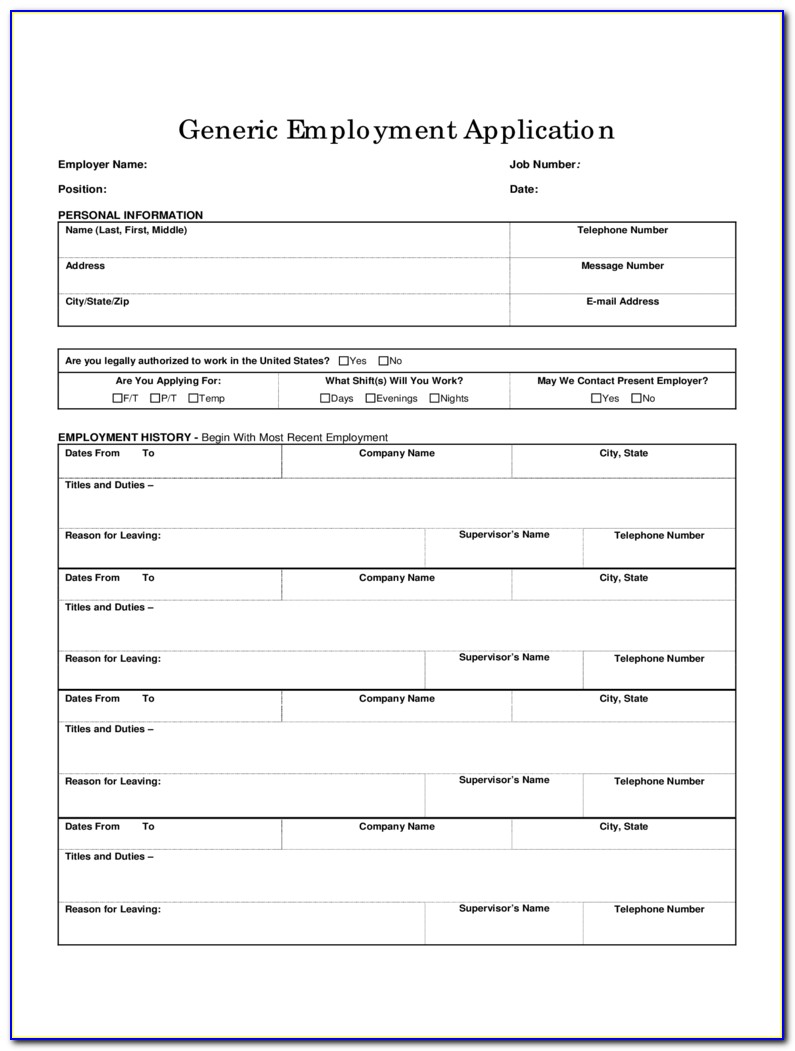 Basic Employment Application Form Pdf