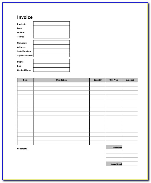 Blank Business Invoice Forms